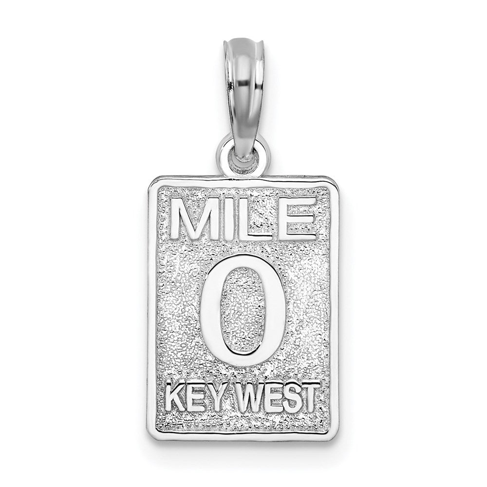 Sterling Silver Rhodium-plated Polished 0 Mile Marker Key West Pendant