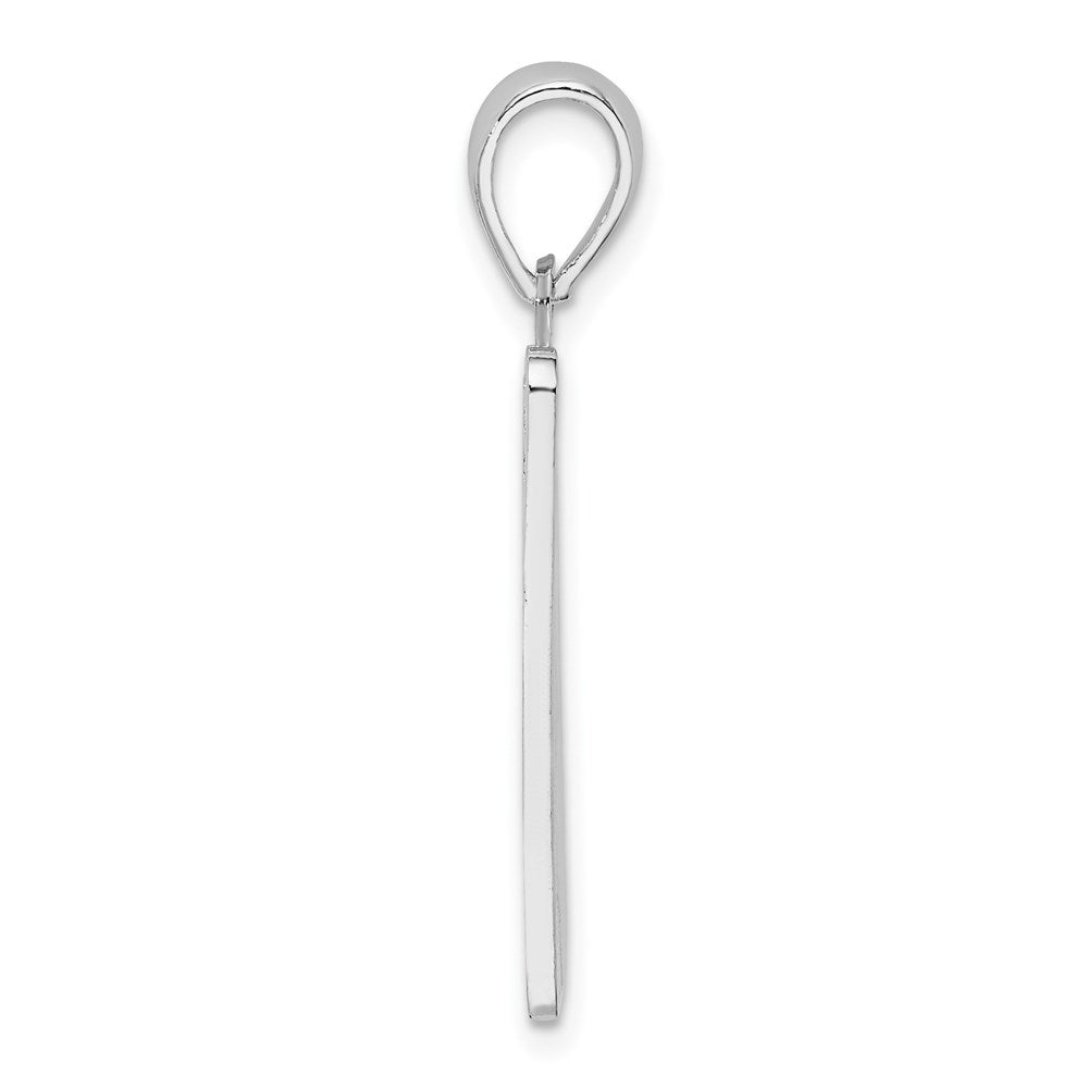 Sterling Silver Rhodium-plated Polished 0 Mile Marker Key West Pendant