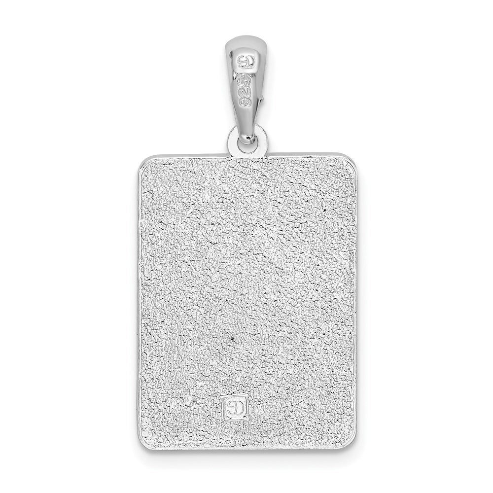 Sterling Silver Rhodium-plated Polished 0 Mile Marker Key West Pendant