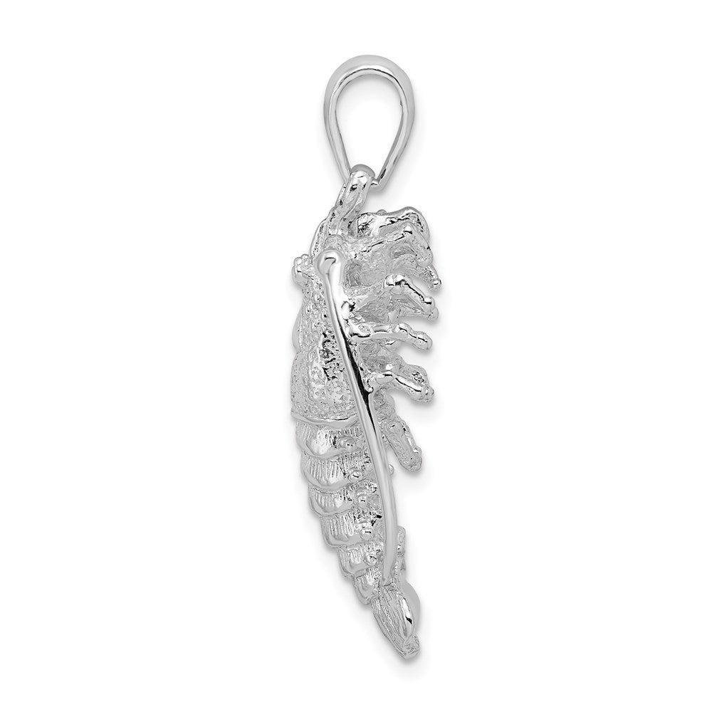 Sterling Silver Rhodium-plated Polished Large Florida Lobster Pendant