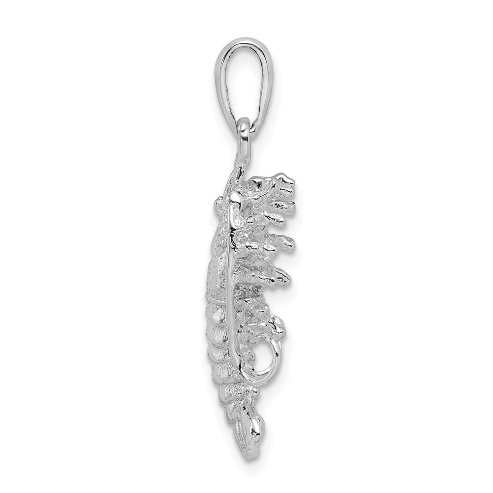 Sterling Silver Rhodium-plated Polished Medium Florida Lobster Pendant