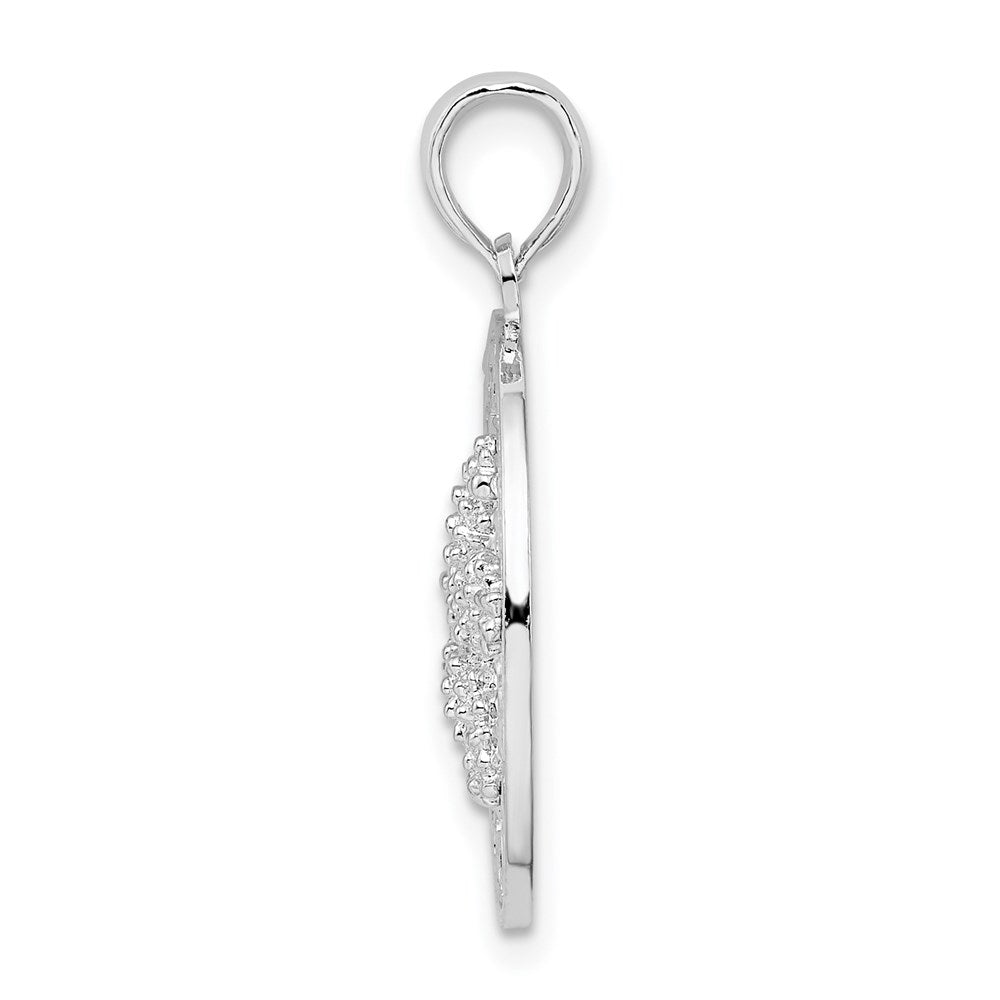 Sterling Silver Rhodium-plated Textured Siesta Key,FL w/Starfish Pendant