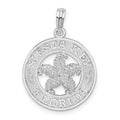 Sterling Silver Rhodium-plated Textured Siesta Key,FL w/Starfish Pendant