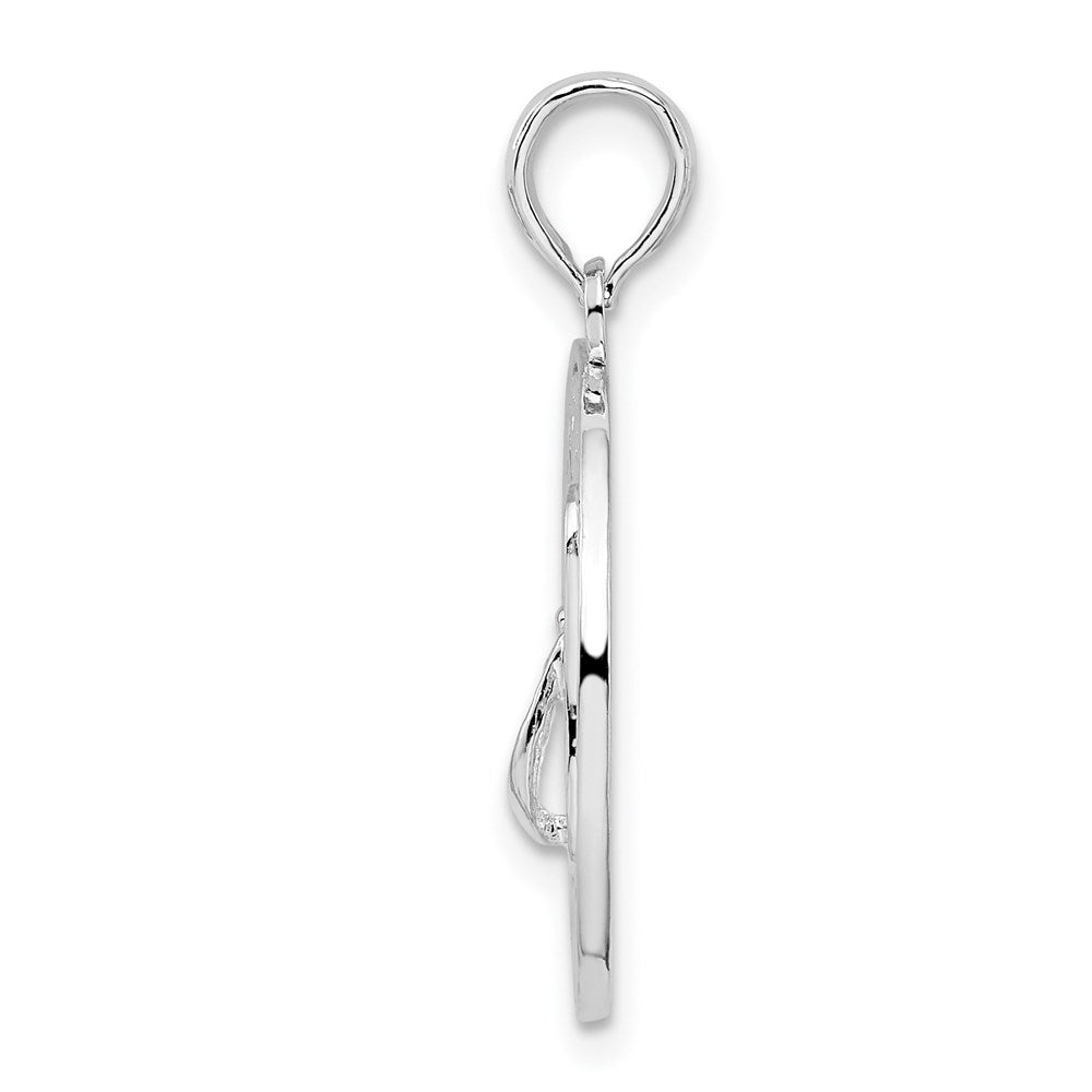 Sterling Silver Rhodium-plated Textured Siesta Key,FL w/Flip-flop Pendant