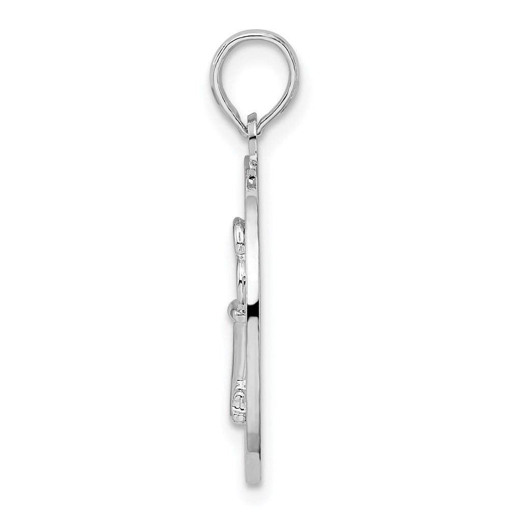 Sterling Silver Rhodium-plated Textured Siesta Key,FL w/Key Pendant