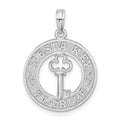 Sterling Silver Rhodium-plated Textured Siesta Key,FL w/Key Pendant