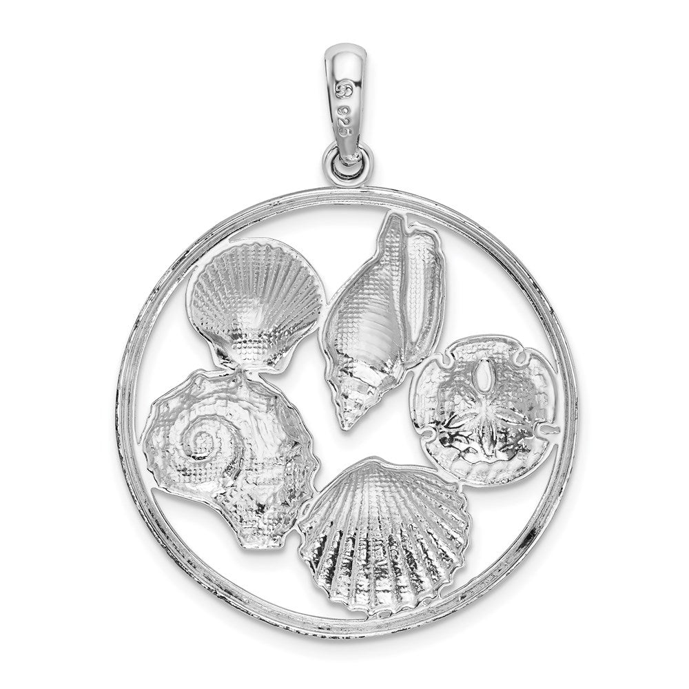 Sterling Silver Polished Shells in Circle Pendant