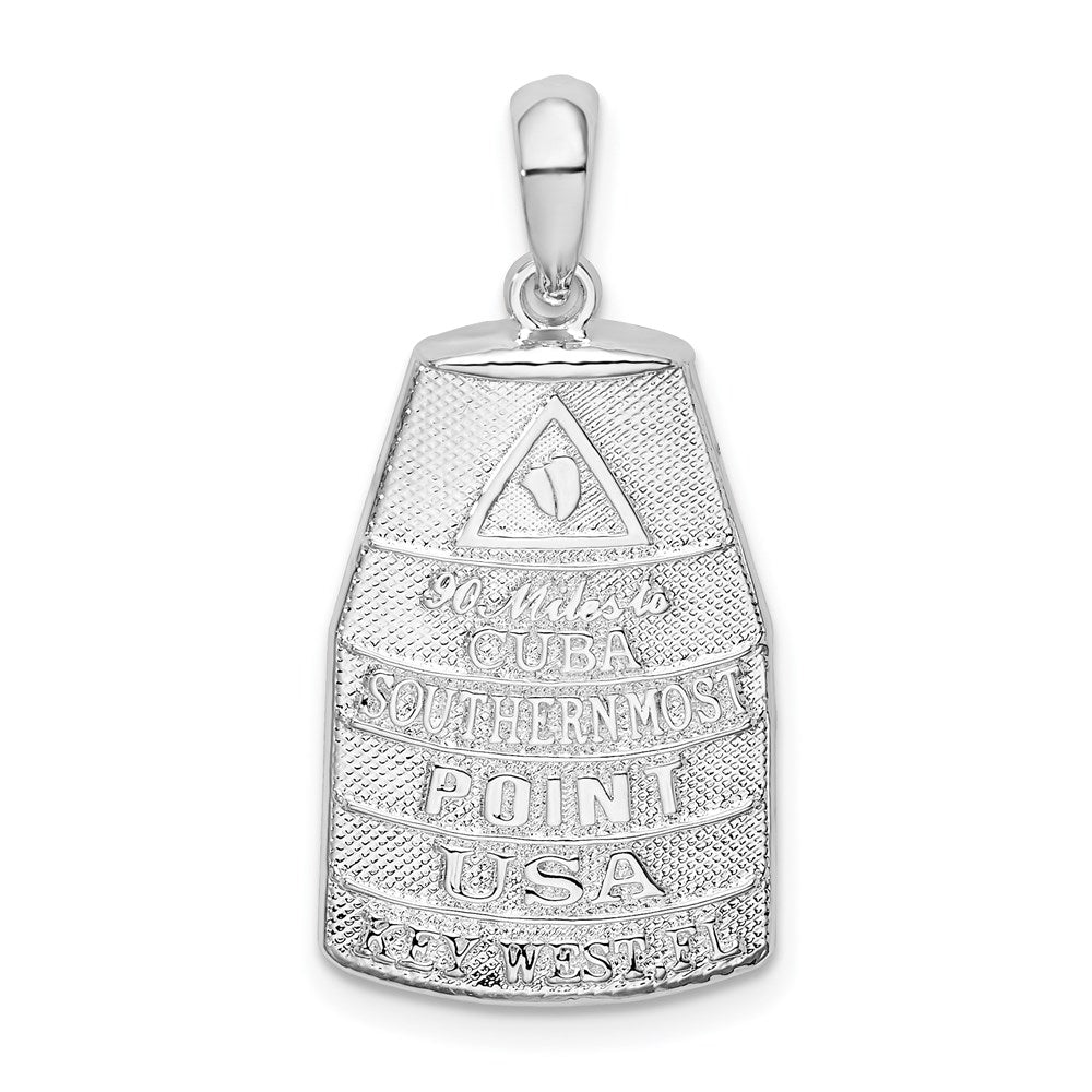 Sterling Silver Rhodium-plated Polished Large Key West USA Pendant