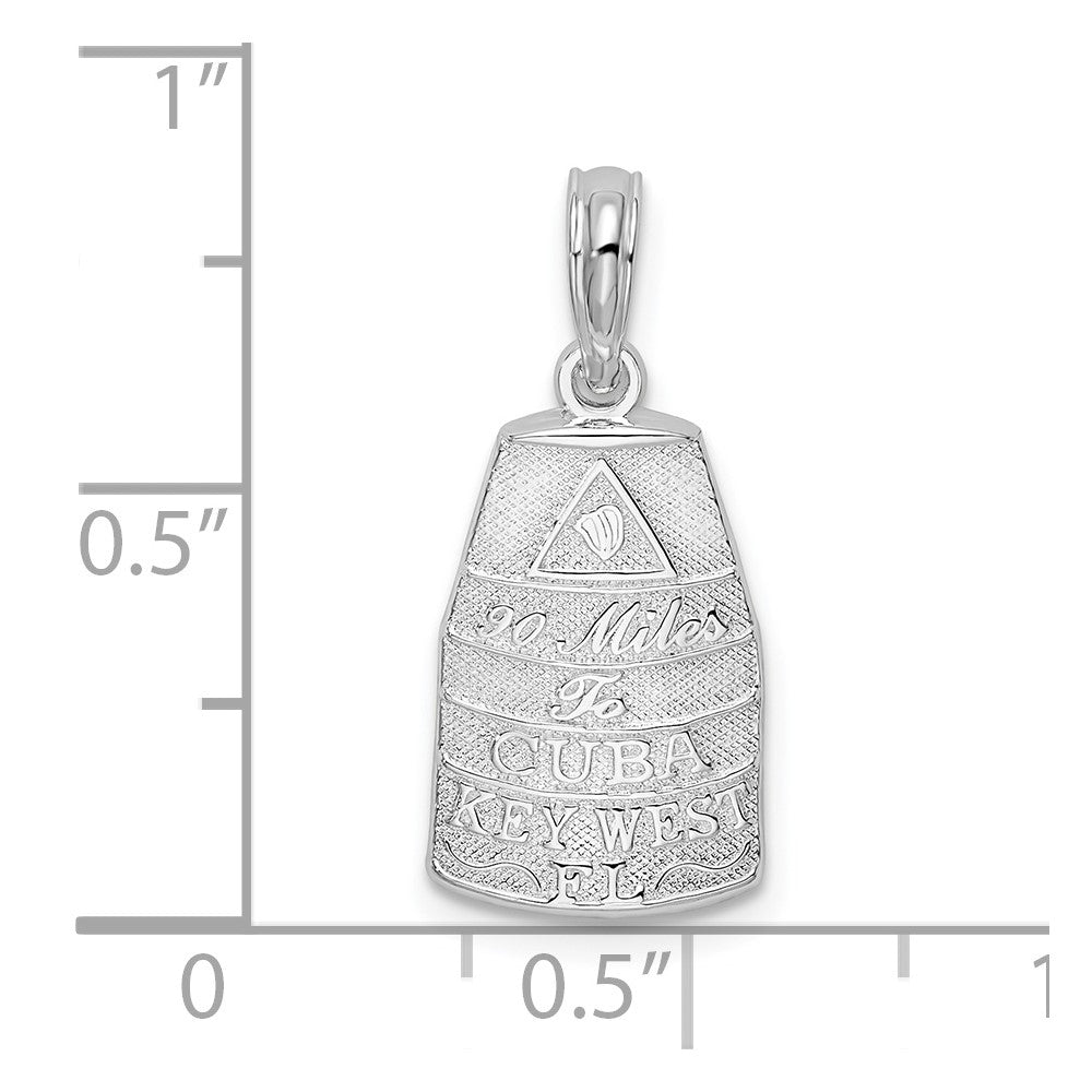 Sterling Silver Rhodium-plated Polished Small Key West USA Pendant