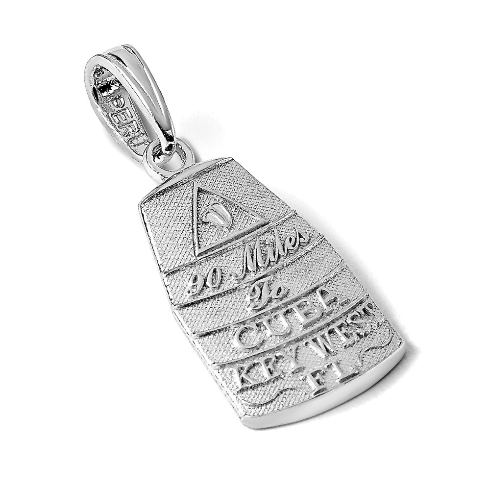 Sterling Silver Rhodium-plated Polished Small Key West USA Pendant