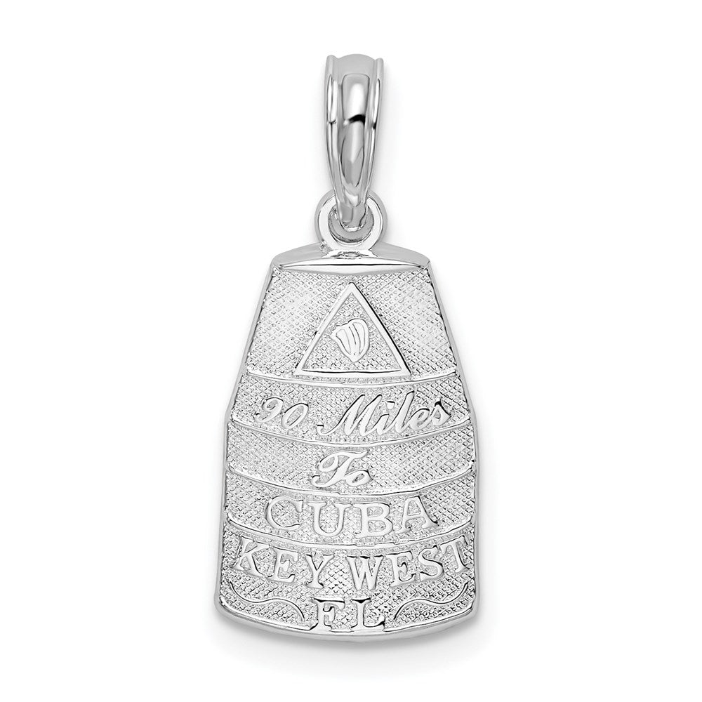 Sterling Silver Rhodium-plated Polished Small Key West USA Pendant