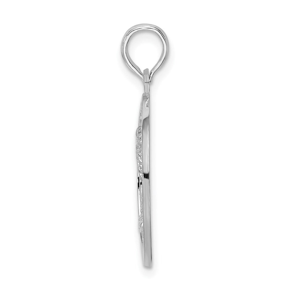 Sterling Silver Rhodium-plated Textured Key West w/Palm Tree Pendant