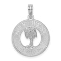Sterling Silver Rhodium-plated Textured Key West w/Palm Tree Pendant