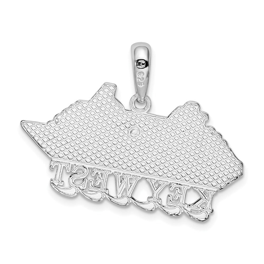 Sterling Silver Rhodium-plated Polished Key West Cruise Ship Pendant