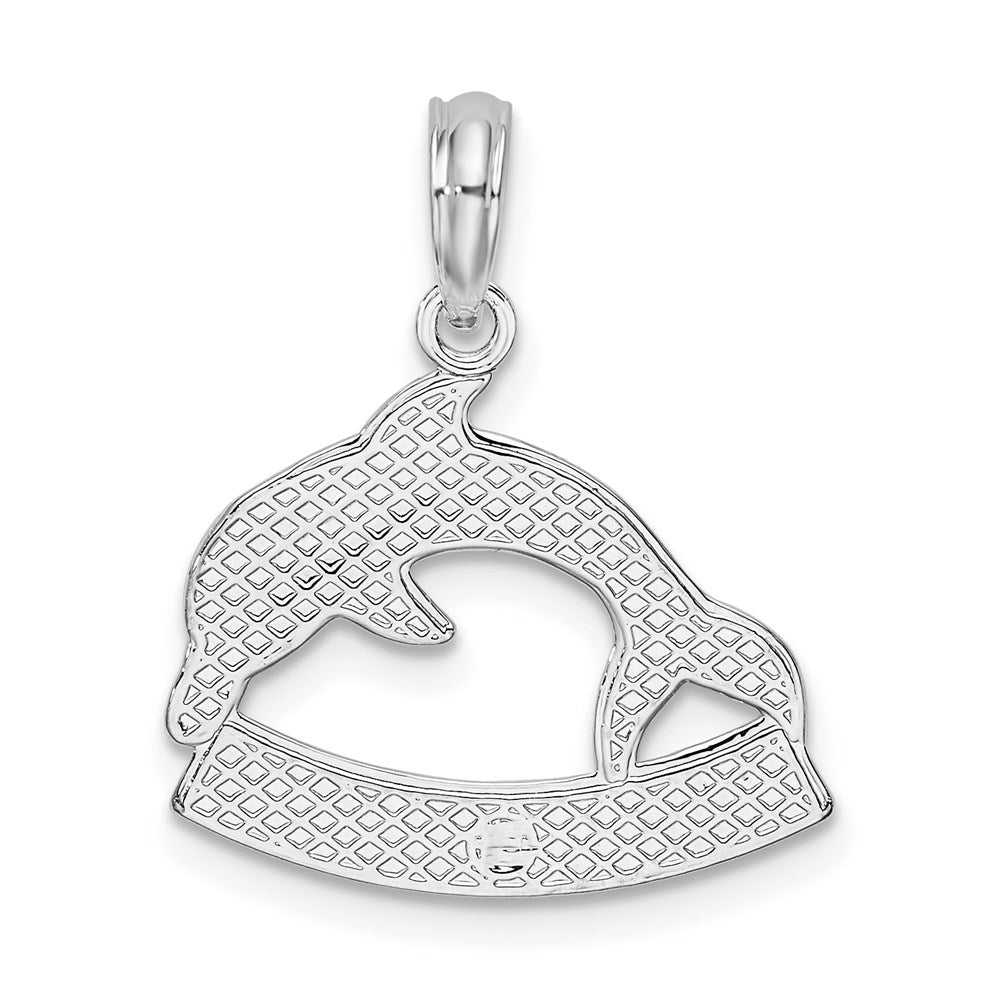 Sterling Silver Rhodium-plated Polished Key West Dolphin Pendant