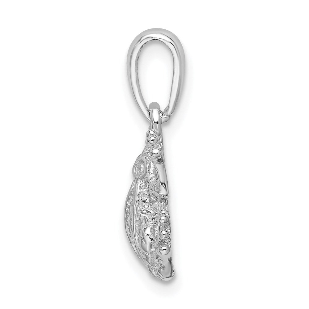 Sterling Silver Rhodium-plated Polished Frog Pendant