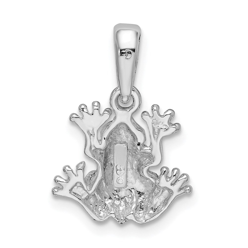 Sterling Silver Rhodium-plated Polished Frog Pendant