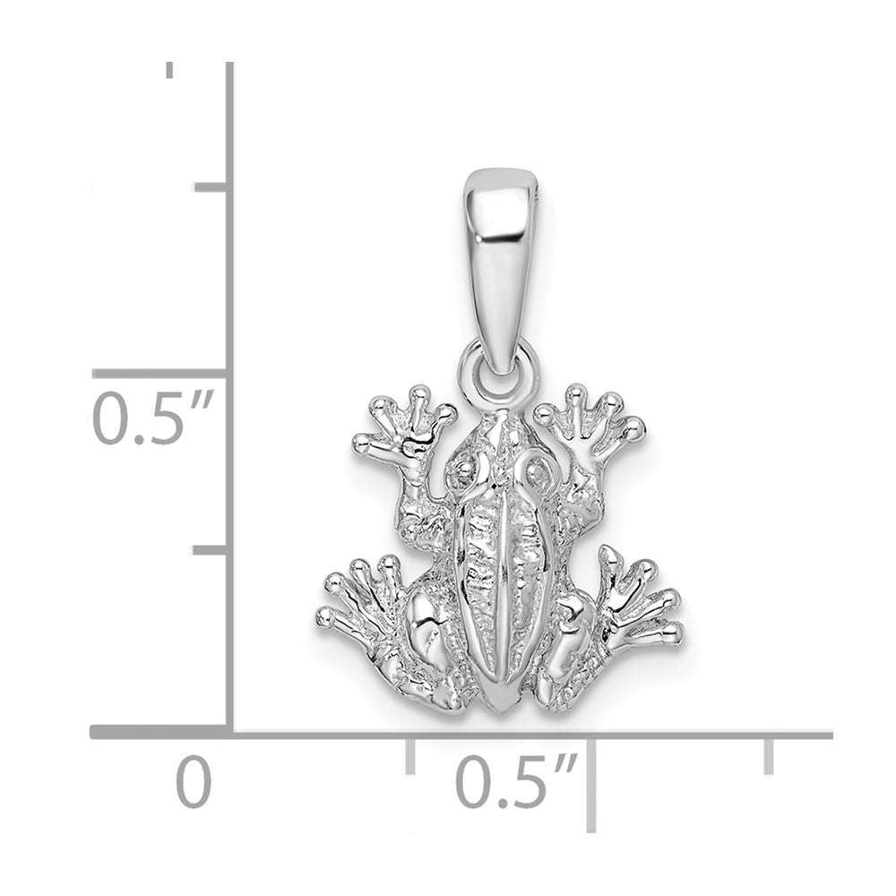Sterling Silver Rhodium-plated Polished Frog Pendant