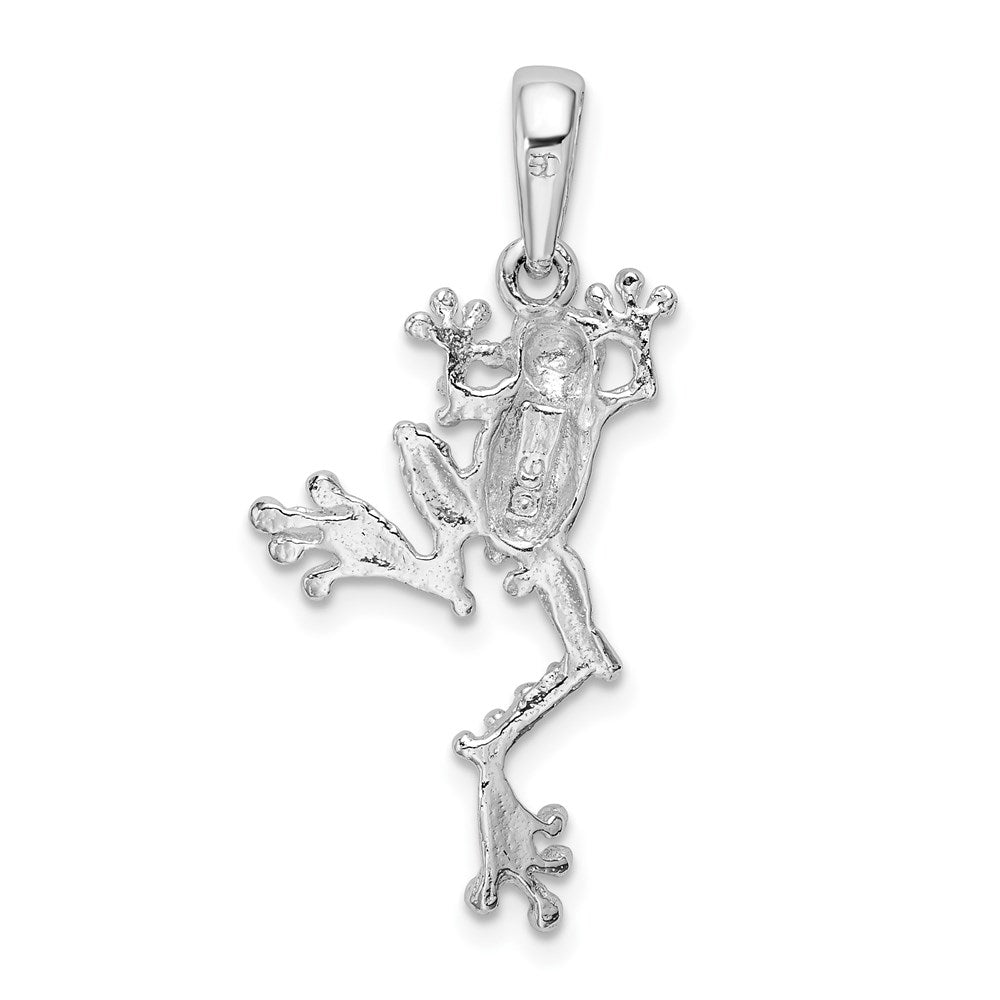 Sterling Silver Rhodium-plated Polished Jumping Frog Pendant