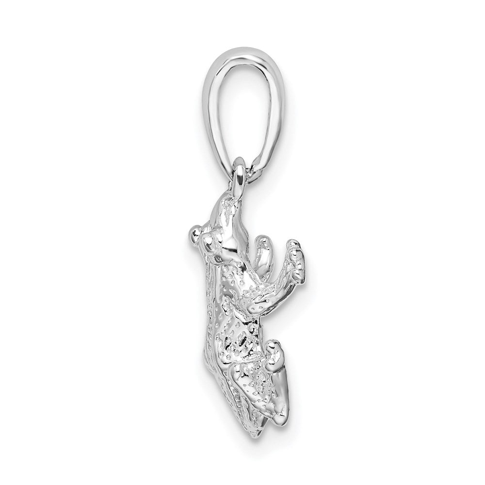 Sterling Silver Rhodium-plated Polished Frog Pendant