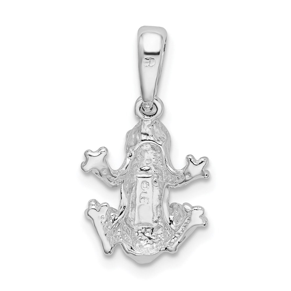 Sterling Silver Rhodium-plated Polished Frog Pendant