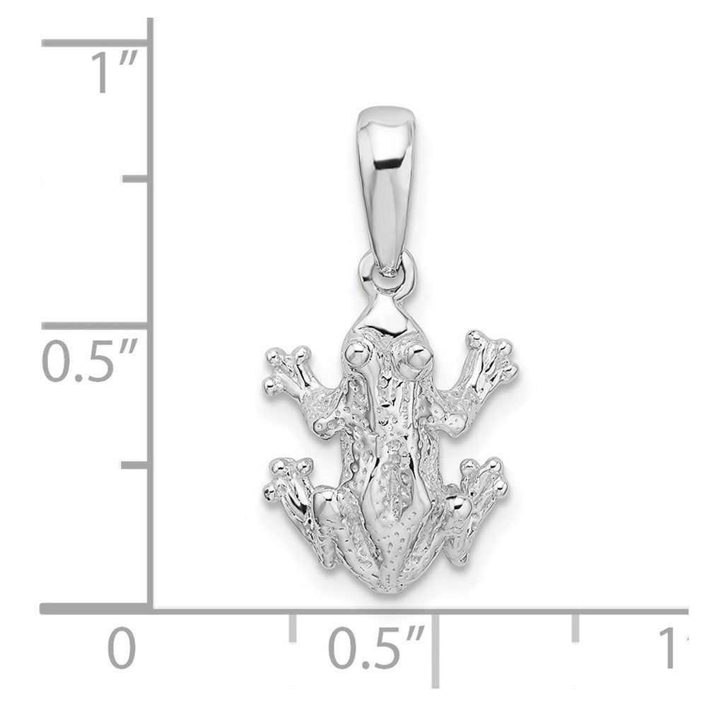 Sterling Silver Rhodium-plated Polished Frog Pendant
