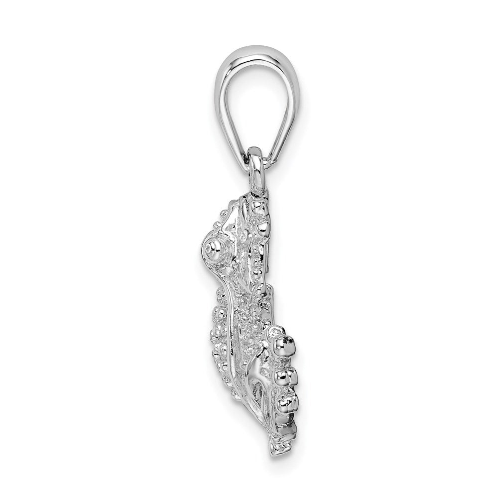 Sterling Silver Rhodium-plated Polished Frog Pendant