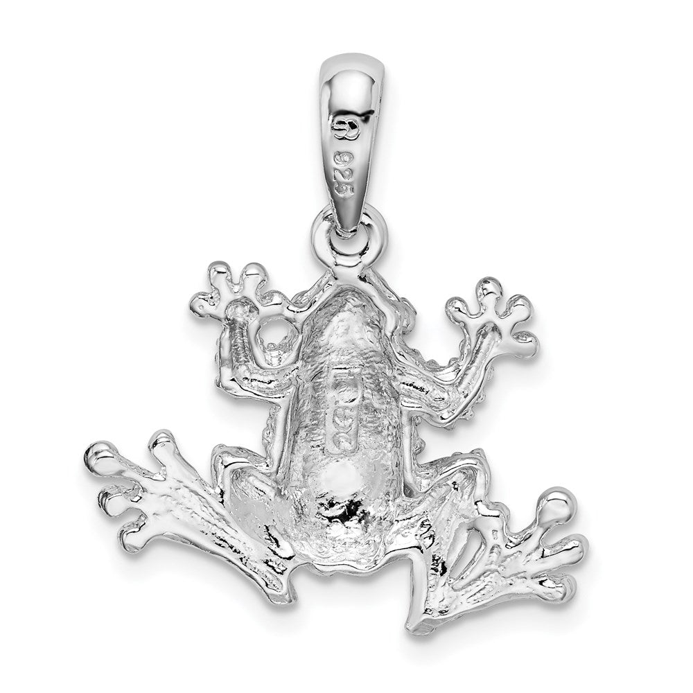 Sterling Silver Rhodium-plated Polished Frog Pendant
