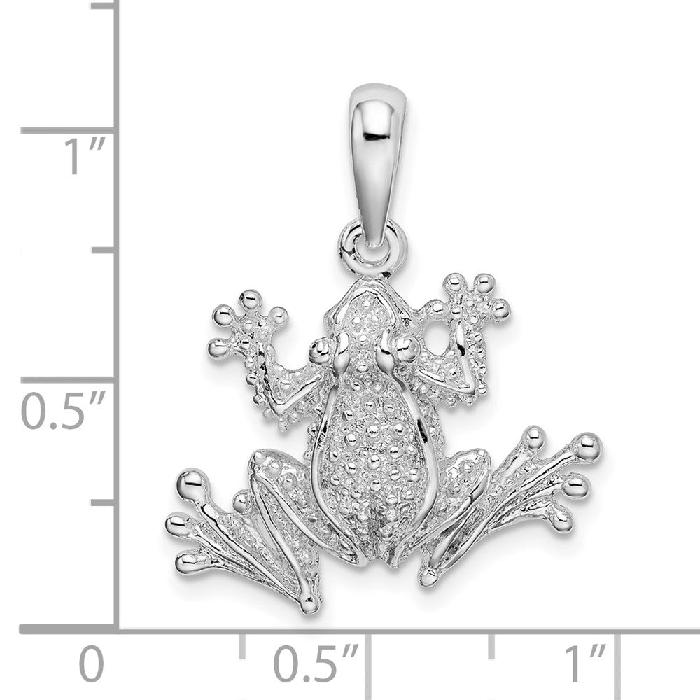 Sterling Silver Rhodium-plated Polished Frog Pendant