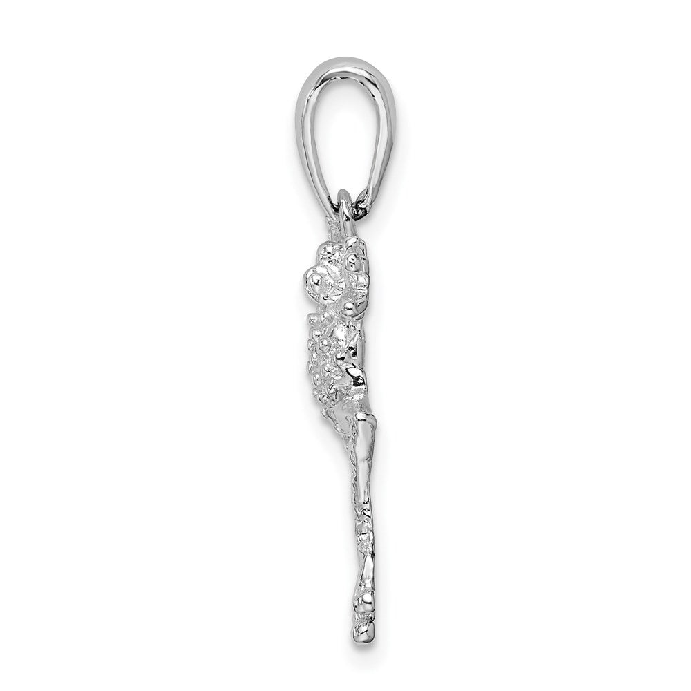 Sterling Silver Rhodium-plated Polished Jumping Frog Pendant
