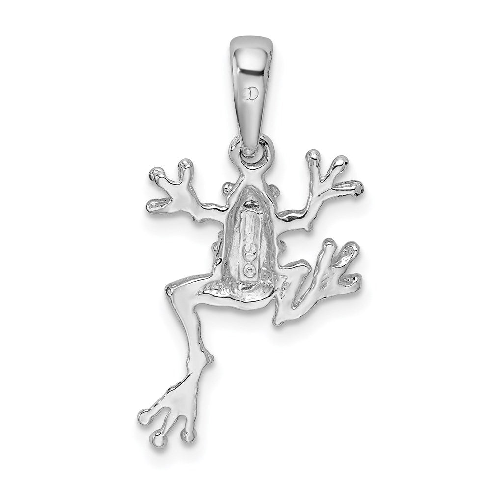 Sterling Silver Rhodium-plated Polished Jumping Frog Pendant