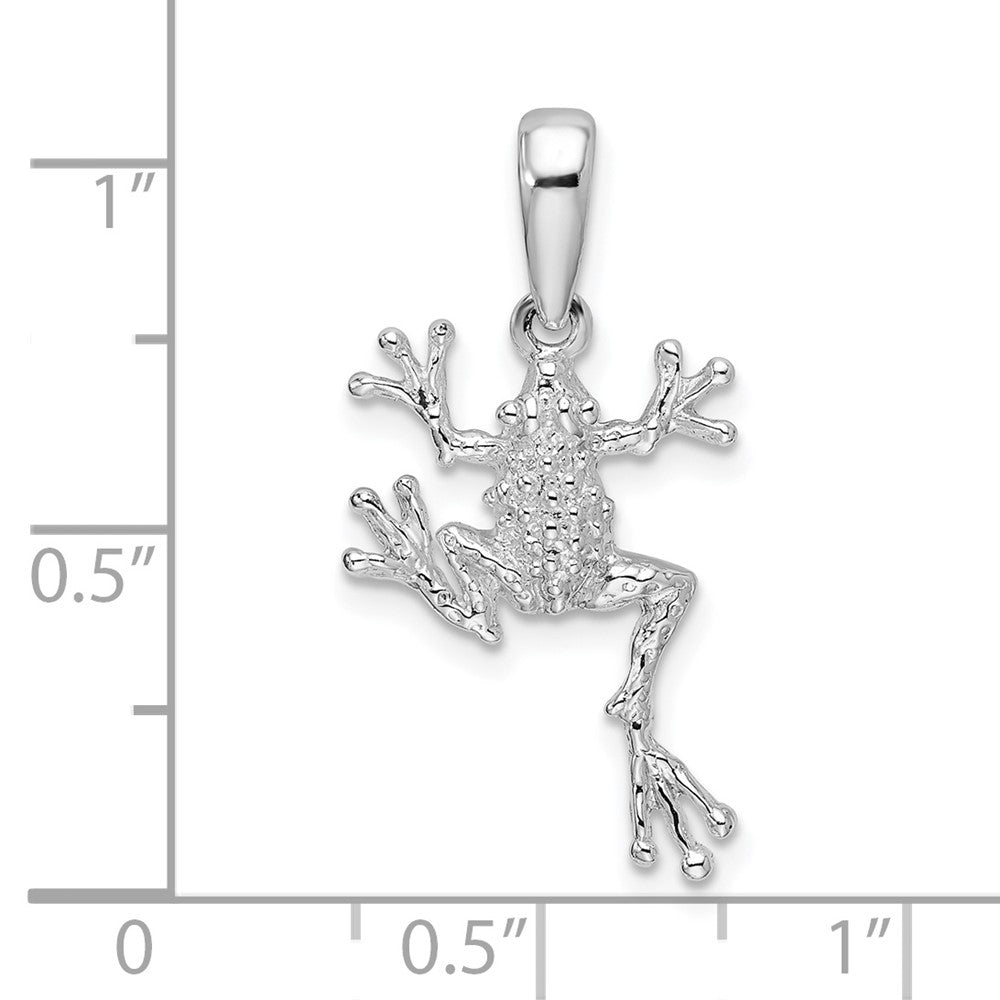 Sterling Silver Rhodium-plated Polished Jumping Frog Pendant
