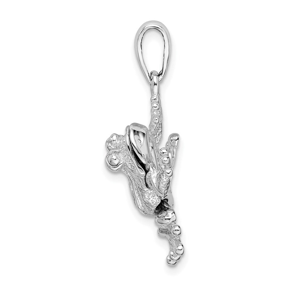 Sterling Silver Rhodium-plated Polished Bug Eyed Frog Pendant