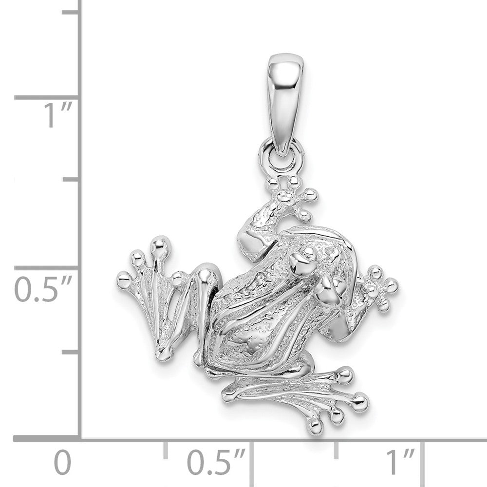 Sterling Silver Rhodium-plated Polished Bug Eyed Frog Pendant