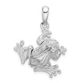 Sterling Silver Rhodium-plated Polished Bug Eyed Frog Pendant