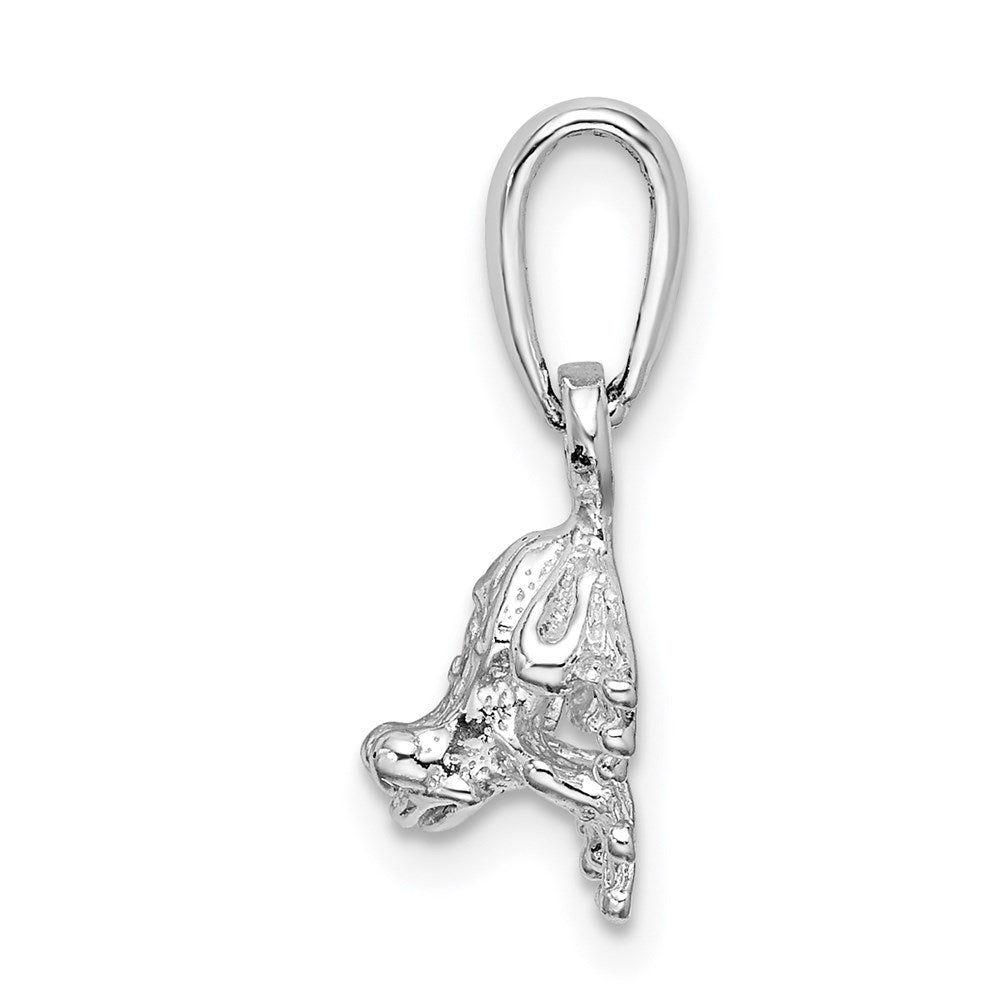 Sterling Silver Rhodium-plated Polished Mini Frog Pendant