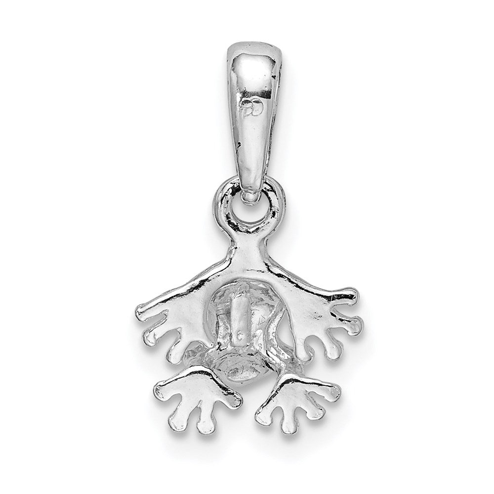Sterling Silver Rhodium-plated Polished Mini Frog Pendant