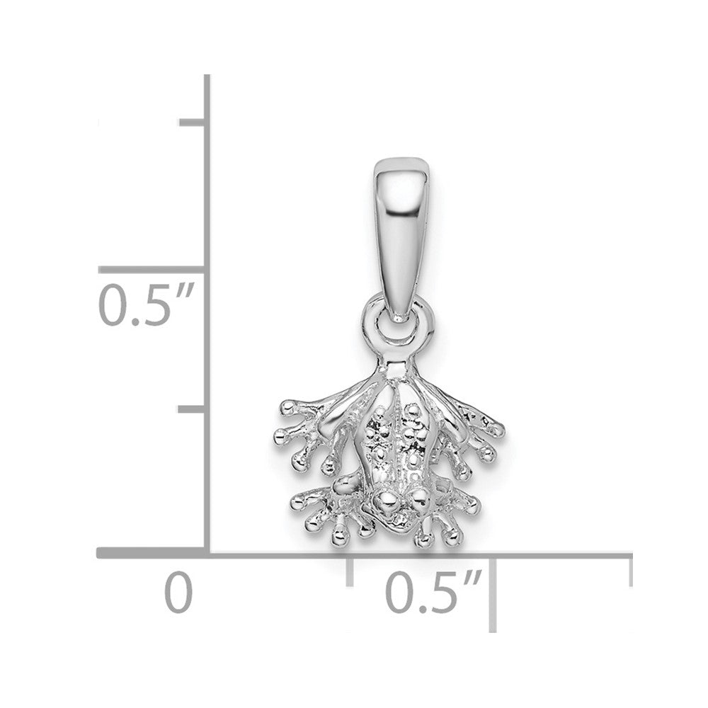Sterling Silver Rhodium-plated Polished Mini Frog Pendant