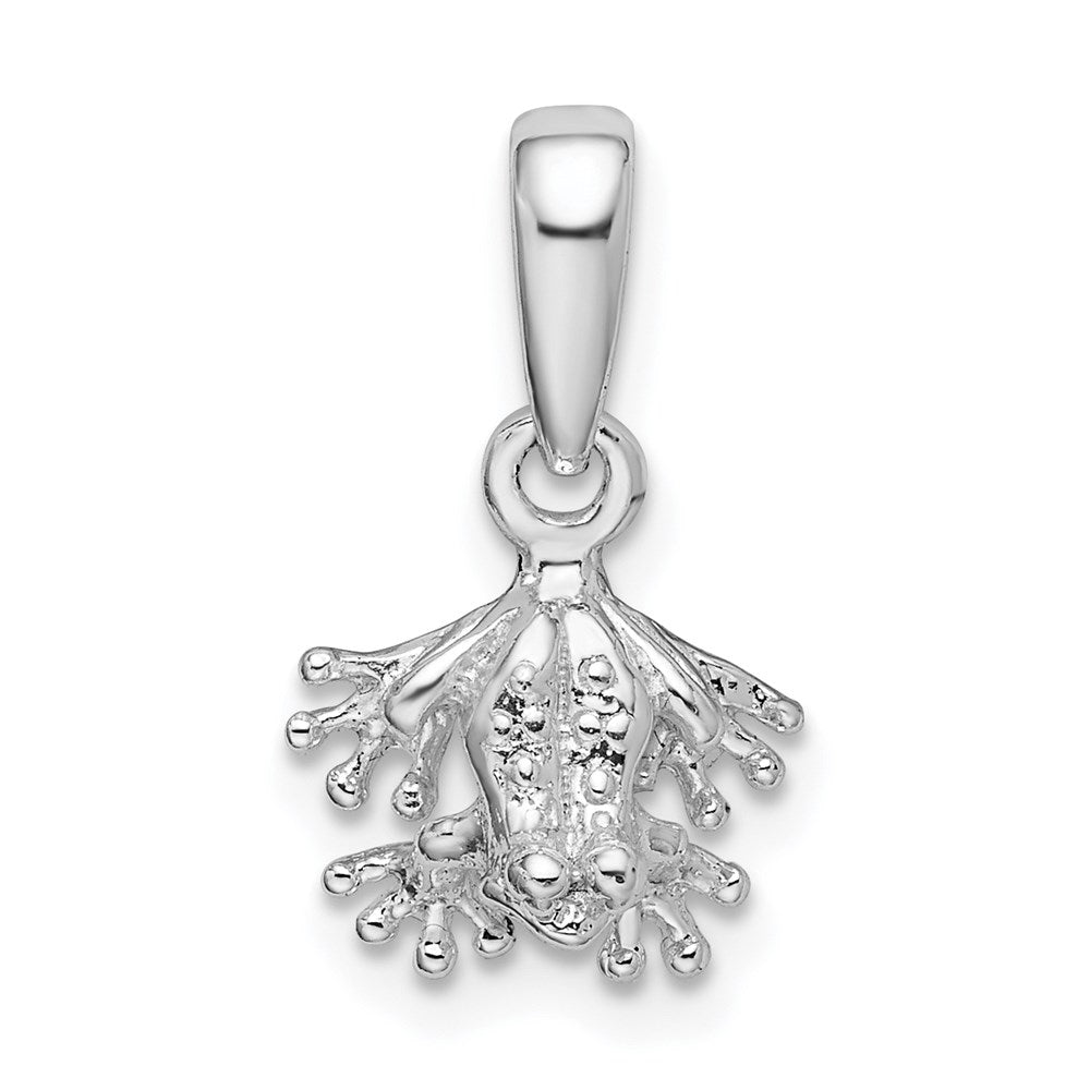 Sterling Silver Rhodium-plated Polished Mini Frog Pendant