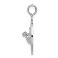 Sterling Silver Rhodium-plated Polished Puerto Rico Circle Frog Pendant