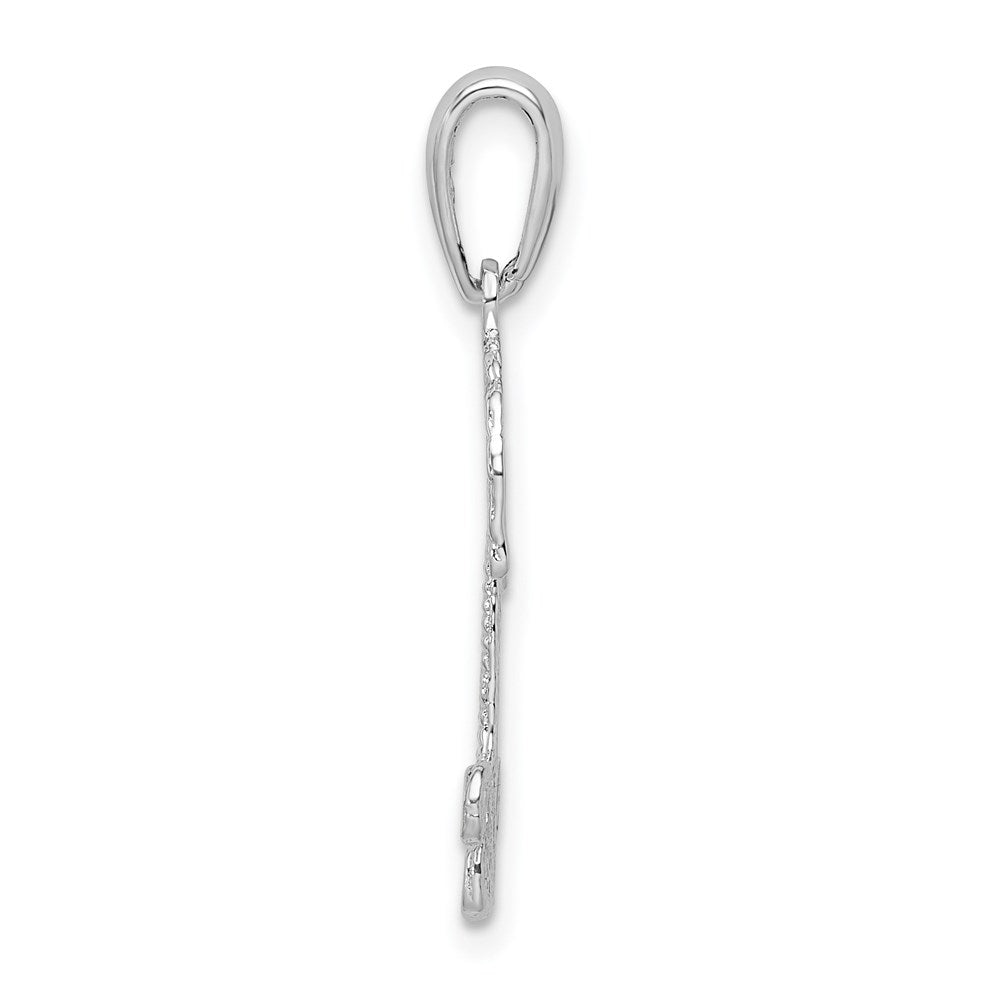 Sterling Silver Rhodium-plated Polished Puerto Rico Palm Tree Pendant