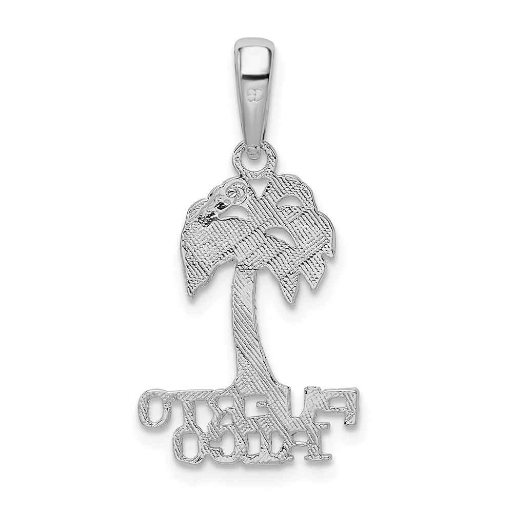 Sterling Silver Rhodium-plated Polished Puerto Rico Palm Tree Pendant