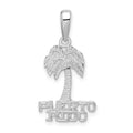 Sterling Silver Rhodium-plated Polished Puerto Rico Palm Tree Pendant