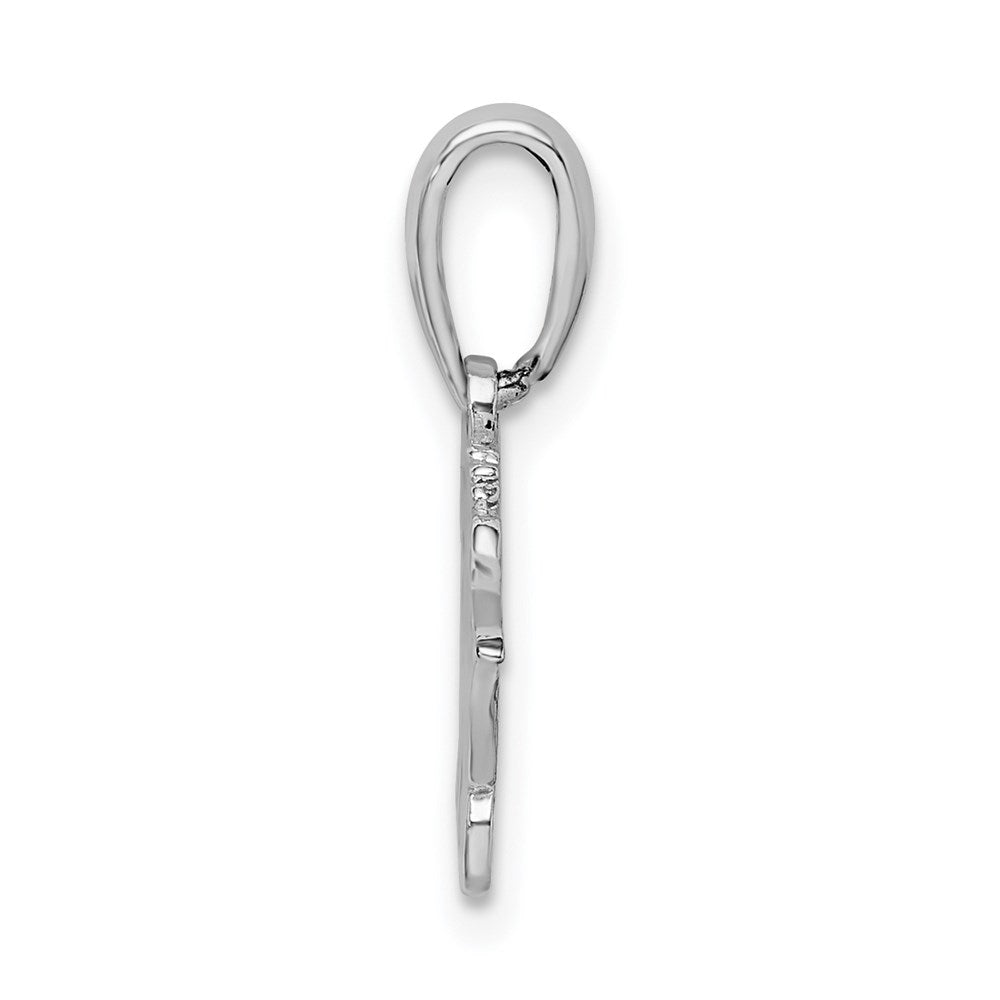 Sterling Silver Rhodium-plated Polished Puerto Rico Cruise Ship Pendant