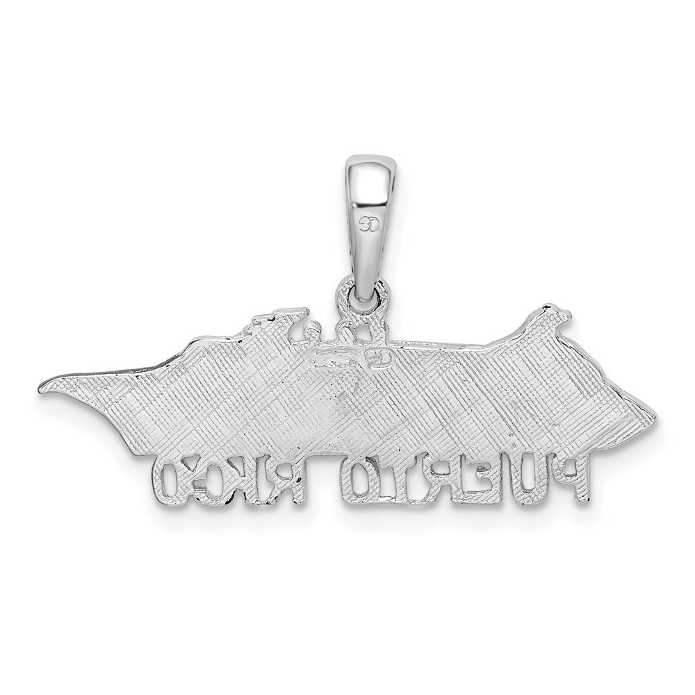Sterling Silver Rhodium-plated Polished Puerto Rico Cruise Ship Pendant