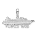 Sterling Silver Rhodium-plated Polished Puerto Rico Cruise Ship Pendant