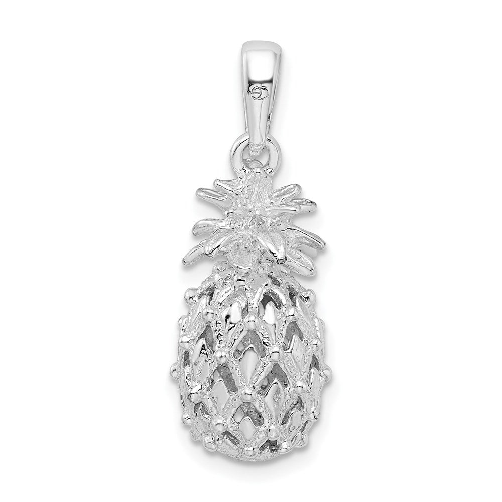 Sterling Silver Rhodium-plated Polish 3D Cut-out Med Pineapple Pendant