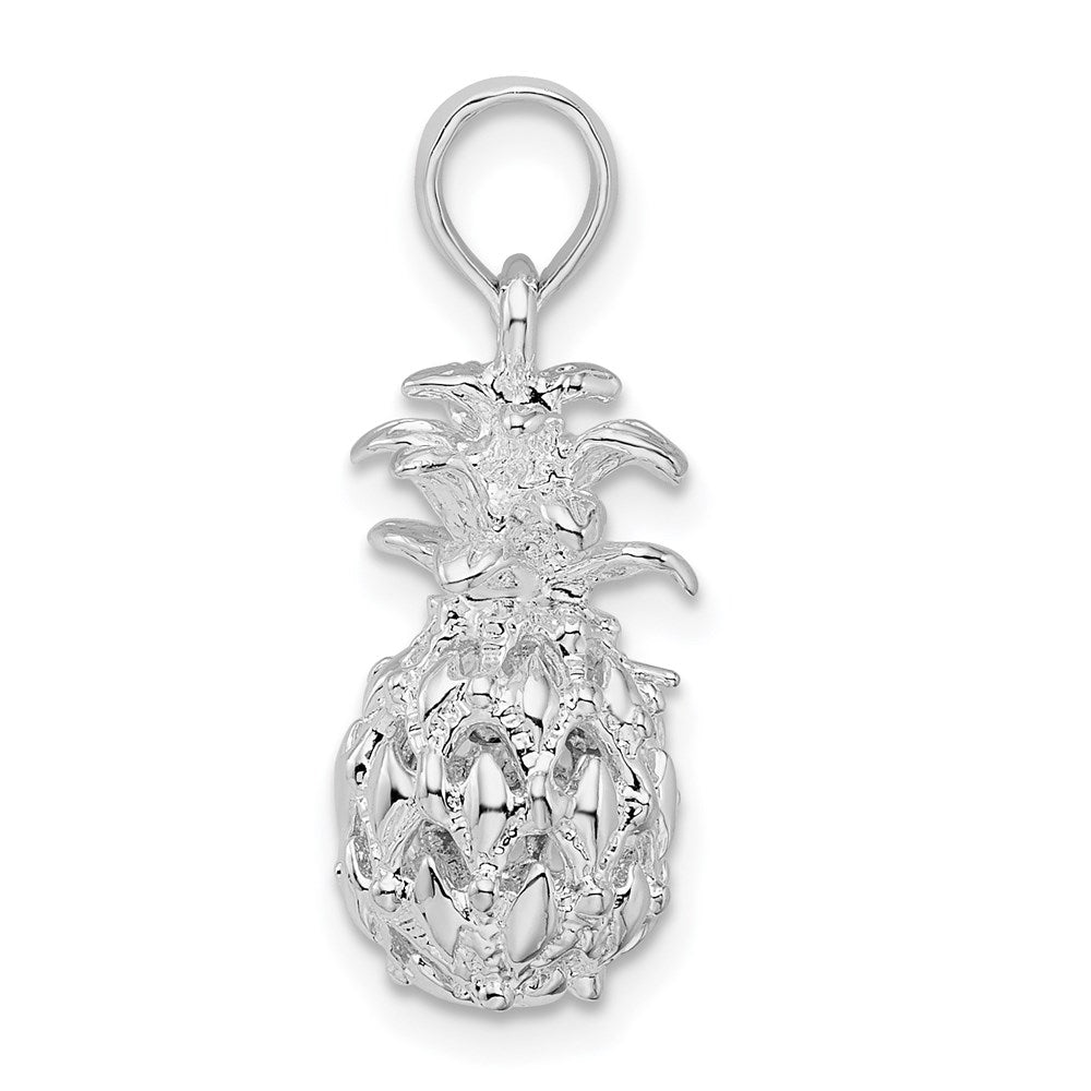 Sterling Silver Rhodium-plated Polish 3D Cut-out Sm Pineapple Pendant