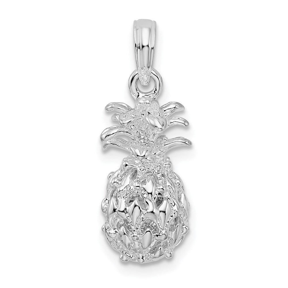 Sterling Silver Rhodium-plated Polish 3D Cut-out Sm Pineapple Pendant