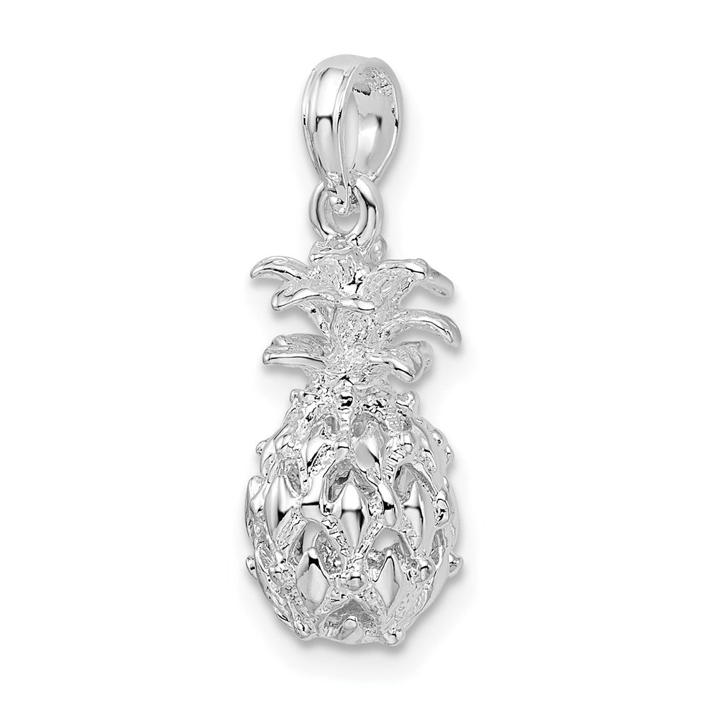 Sterling Silver Rhodium-plated Polish 3D Cut-out Sm Pineapple Pendant